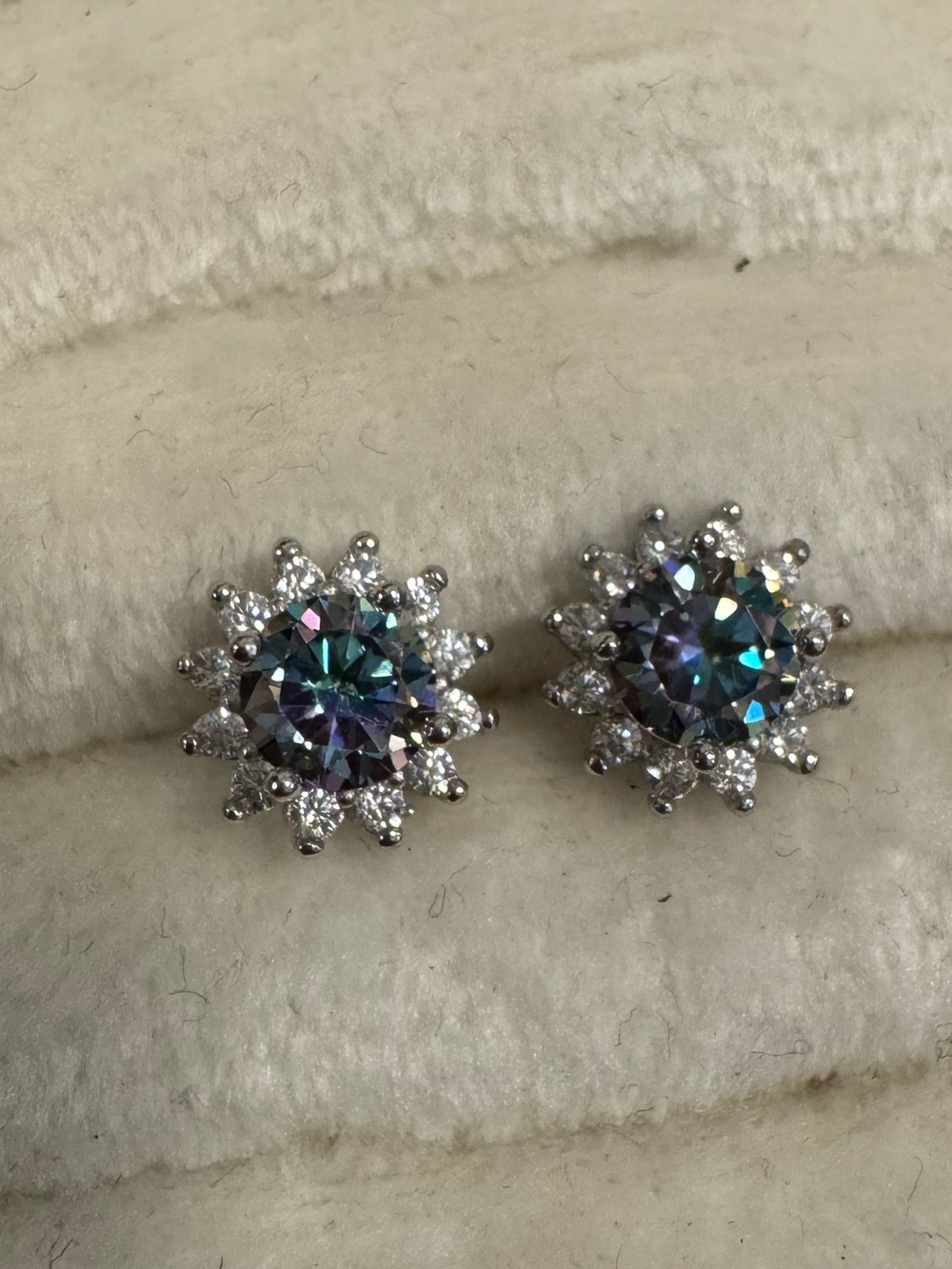S925 galaxy moissanite earrings halo sterling silver black blue studs 0.5 ct